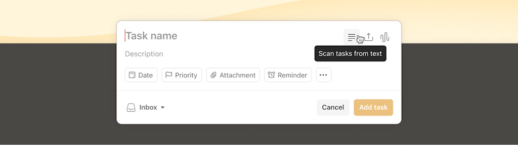 Passos para selecionar nova ferramenta que lê textos e imagens para criar tarefas no Todoist