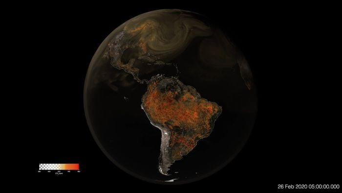 Veja como o dióxido de carbono se move pela superfície da Terra