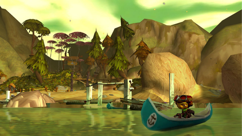 Raz em um barco no primeiro Psychonauts