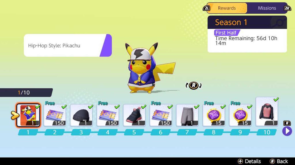 Hip-Hop Style: Pikachu é uma das skins presentes no Passe de Batalha Premium. (Imagem: Captura de Tela/Igor Pontes)