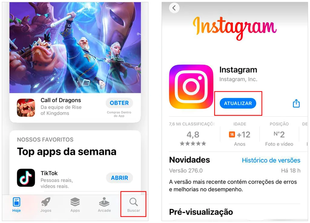Atualize o app no iPhone (Imagem: Captura de tela/André Magalhães/Canaltech)