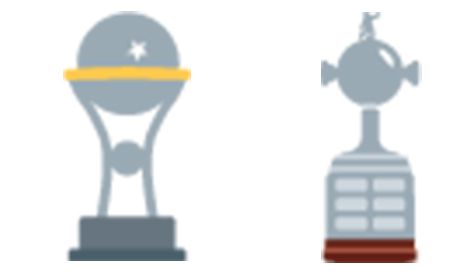 À esquerda, emoji da taça da Copa Sul-Americana, e à direita emoji da taça da Libertadores (Imagem: Twitter)