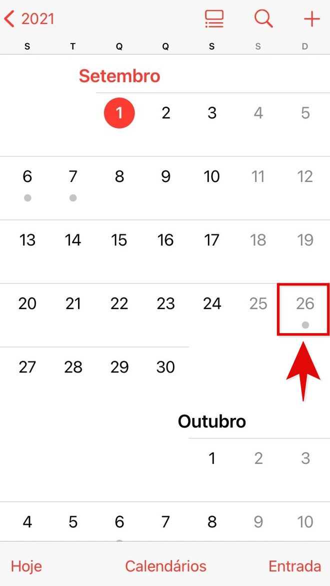 No calendário, acesse a data de vencimento da fatura. (Imagem: Kris Gaiato/Captura de tela)