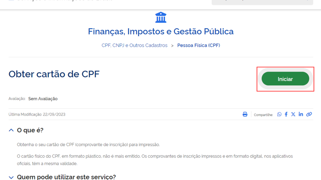 Como imprimir o comprovante do CPF pelo Gov.br