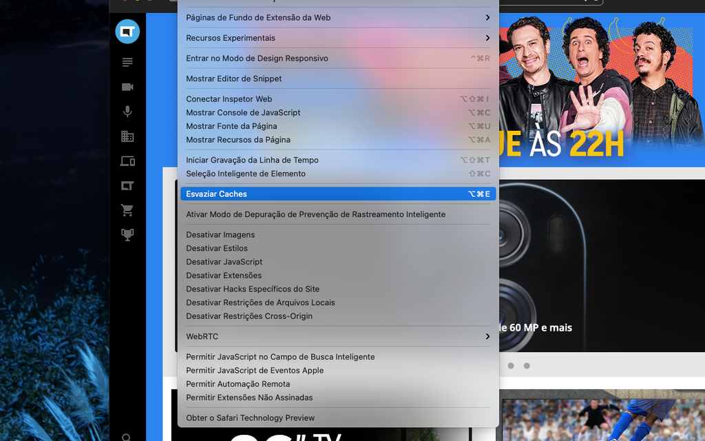Esvazie os arquivos em cache do Safari (Captura de tela: Thiago Furquim)
