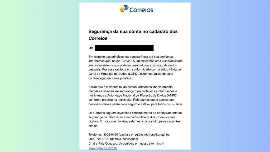 Usuário do Reddit compartilha aviso dos Correios enviado nesta semana (Imagem: Reprodução/Reddit/u/Tashima2)