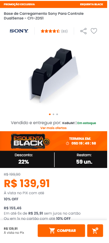 Base de Carregamento Sony Para Controle DualSense PS5 - CFI-ZDS1R