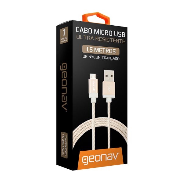 Cabo Micro USB MIC15G 1,5m Dourado Geonav
