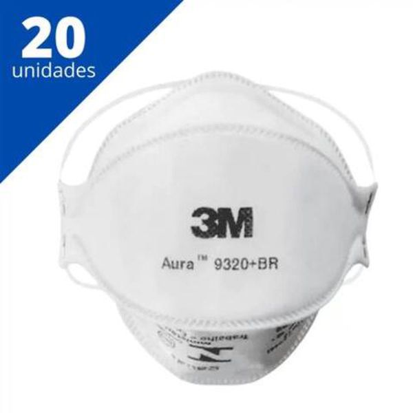 kit 20 Máscaras Aura 3M 9320 PFF-2(S) com espuma no clipe nasal para melhor vedação e conforto - 3M DO BRASIL