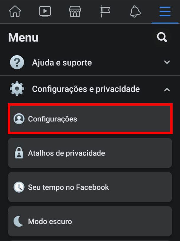 Expanda a opção de "Configurações e privacidade" e clique em "Configurações" (Captura de tela: Matheus Bigogno)