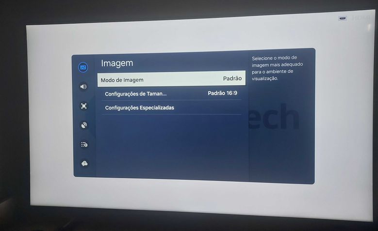 TV Samsung configuração para imagem de cinema