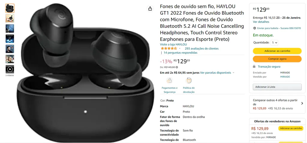 Fones De Ouvido Sem Fio Haylou Gt Canaltech Ofertas