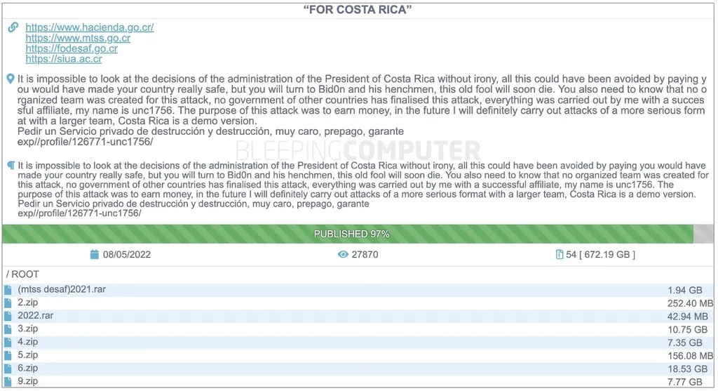 Costa Rica declara estado de emergência após ataque de ransomware