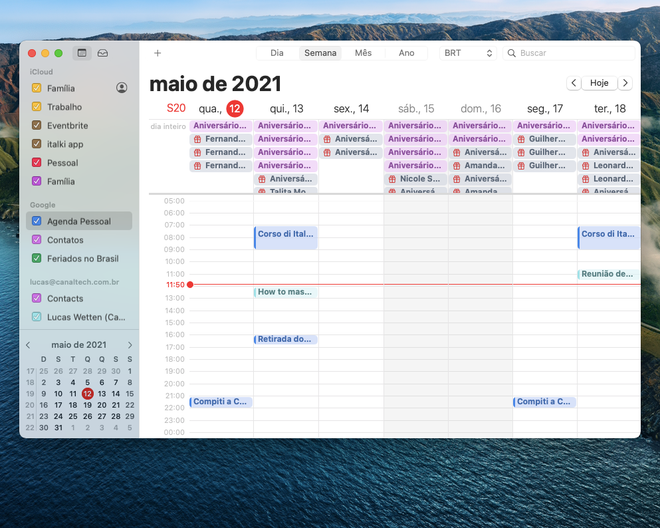 Abra o Calendário do Mac. Captura de tela: Lucas Wetten (Canaltech)