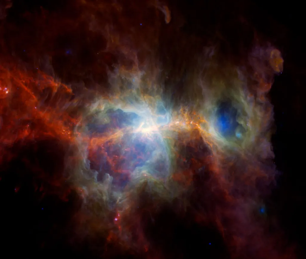 Nebulosa de Orion observada na luz infravermelha, que revela estrelas em formação (Imagem: Reprodução/ESA/NASA/JPL-Caltech)