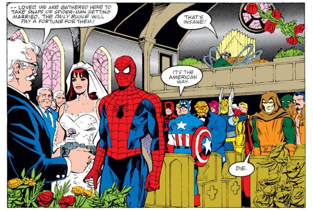 Até os vilões respeitaram o casamento do Homem-Aranha, mas o editor-chefe da Marvel nõa (Imagem: Reprodução/Marvel Comics)