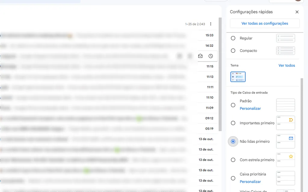 Dê prioridade a mensagens não lidas no seu Gmail (Captura de tela: Thiago Furquim/Canaltech)