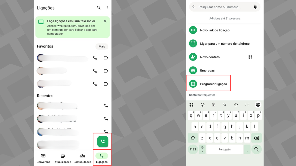 Como agendar chamadas no WhatsApp (Imagem: Captura de tela/Bruno De Blasi/Canaltech)