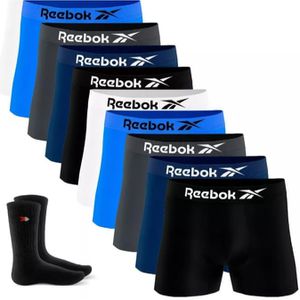 Kit 9 Cuecas Boxer Reebok Masculinas Microfibra Adulto Box Sem Costura+ 2 Meias