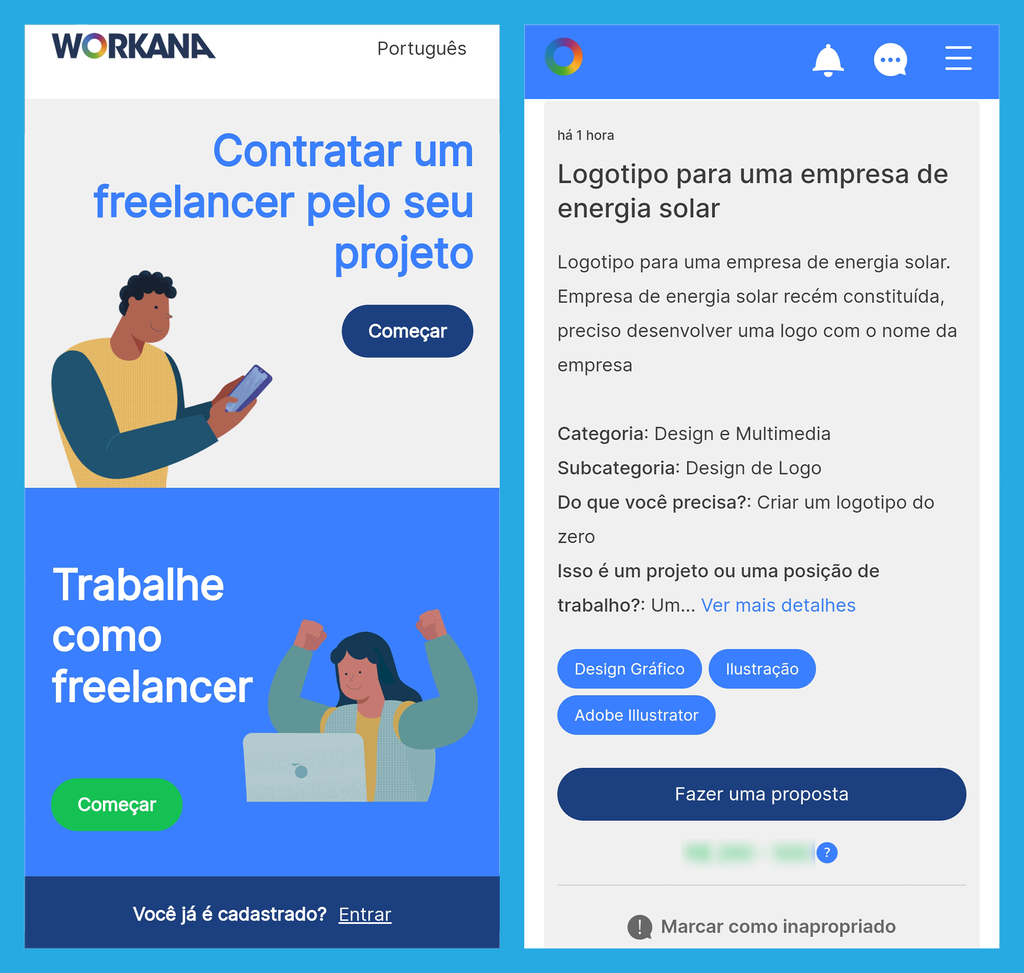 Workana é indicado para freelancers (Imagem: André Magalhães/Captura de tela)