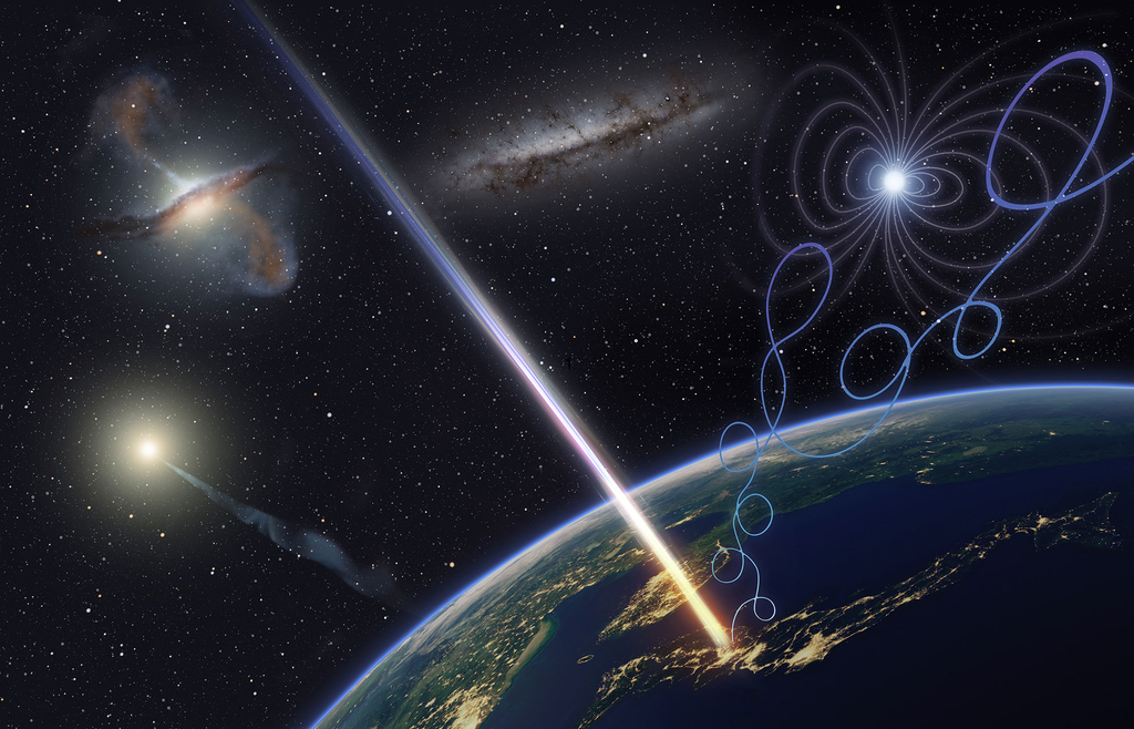 Os raios cósmicos atravessam a superfície de planetas e luas sem atmosfera ou campo magnético, potencialmente alimentando reações atômicas que poderia sustentar a vida microbiana (Imagem: OSAKA METROPOLITAN UNI/KYOTO UNI/R. TAKESHIGE)