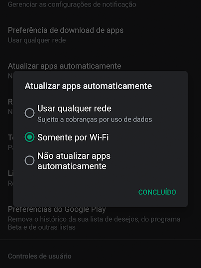Opções para atualização automática no Android (Foto: Reprodução/André Magalhães)