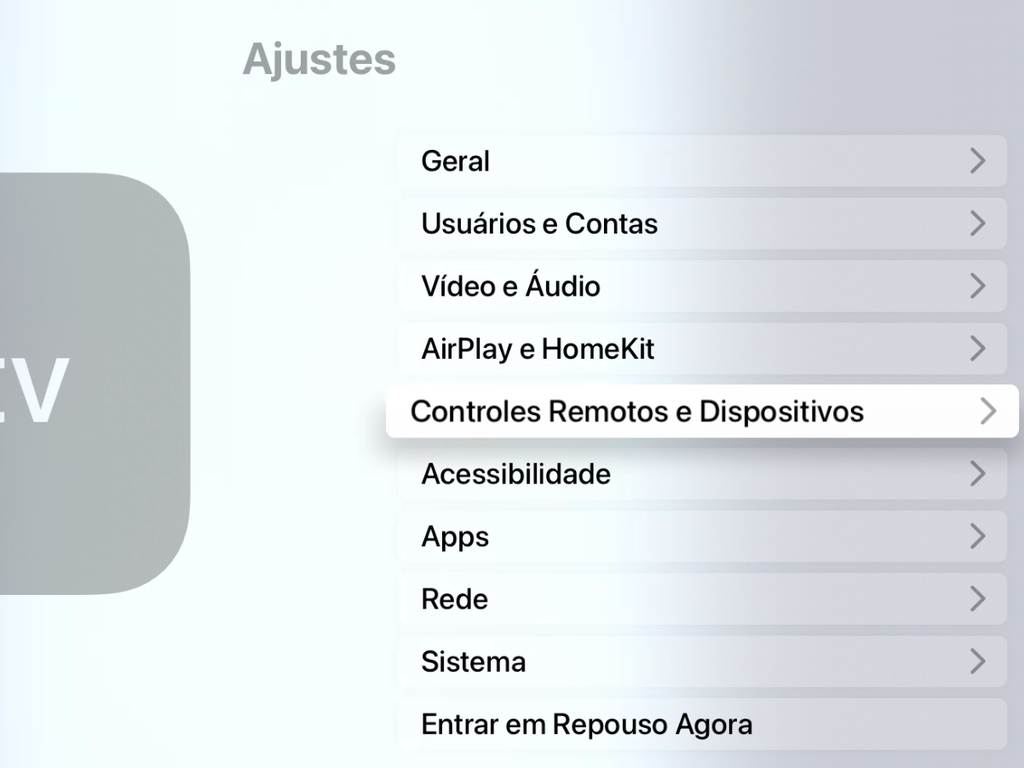 Entre nos ajustes de controle remoto e dispositivos na Apple TV - Captura de tela: Thiago Furquim (Canaltech)