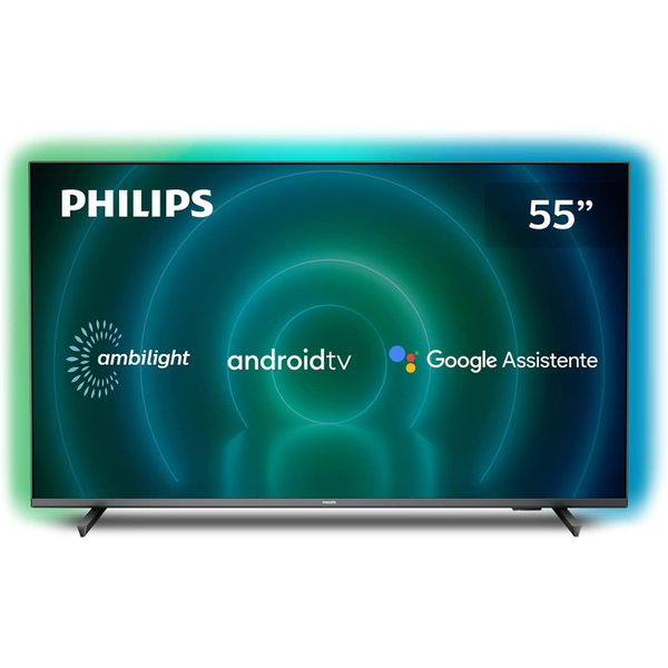 PHILIPS Android TV Ambilight 55" 4K 55PUG7906/78, Google Assistant Built-in, Comando de Voz, Dolby Vision/Atmos, VRR/ALLM, Bluetooth 5.0