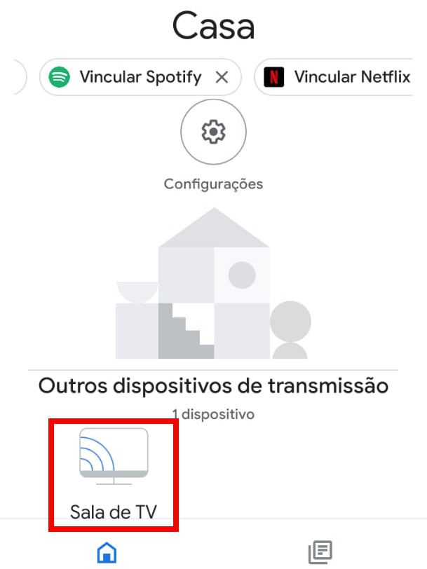 Abra o app do Google Home e selecione o seu Chromecast (Captura de tela: Matheus Bigogno)