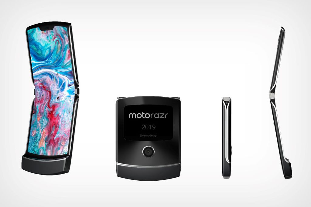 Conceito do RAZR, celular dobrável inspirado no celular da Motorola que vendeu mais de 130 milhões de unidades