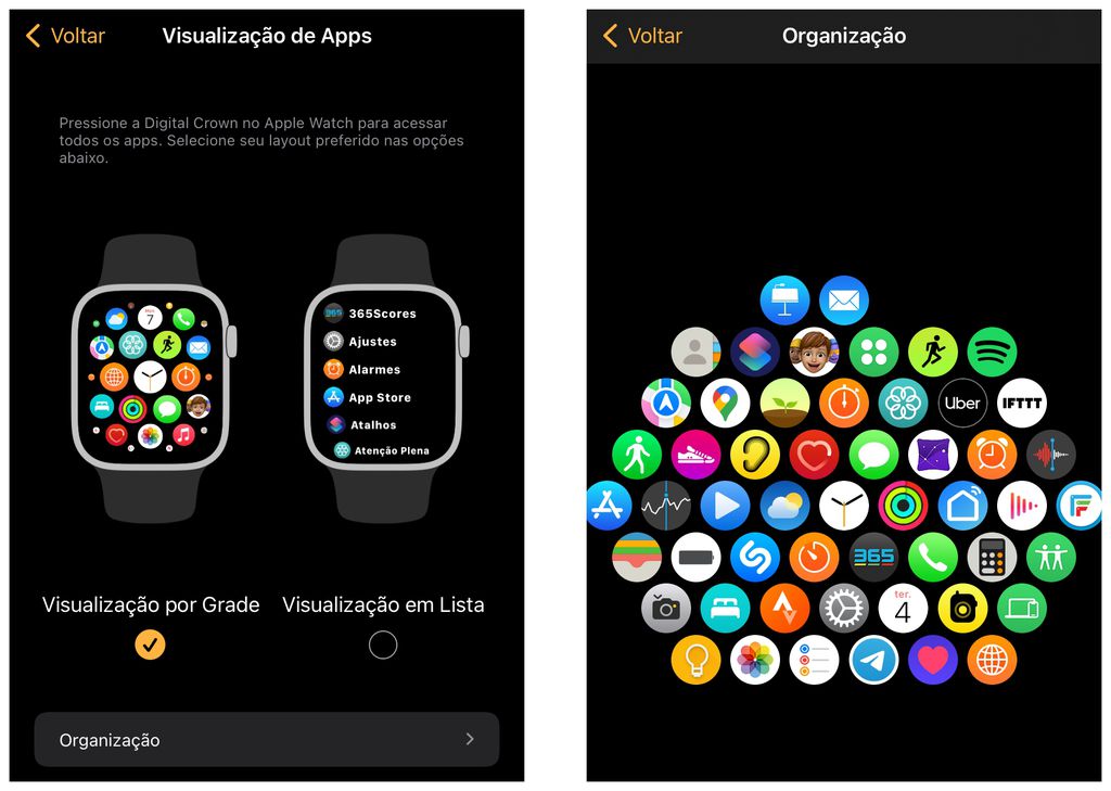 Organize a visualização dos aplicativos instalados em seu relógio (Captura de tela: Lucas Wetten)