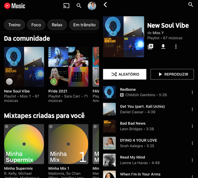 Sessão "Da comunidade" no aplicativo do YouTube Music (Captura: Canaltech/Bruno Salutes)