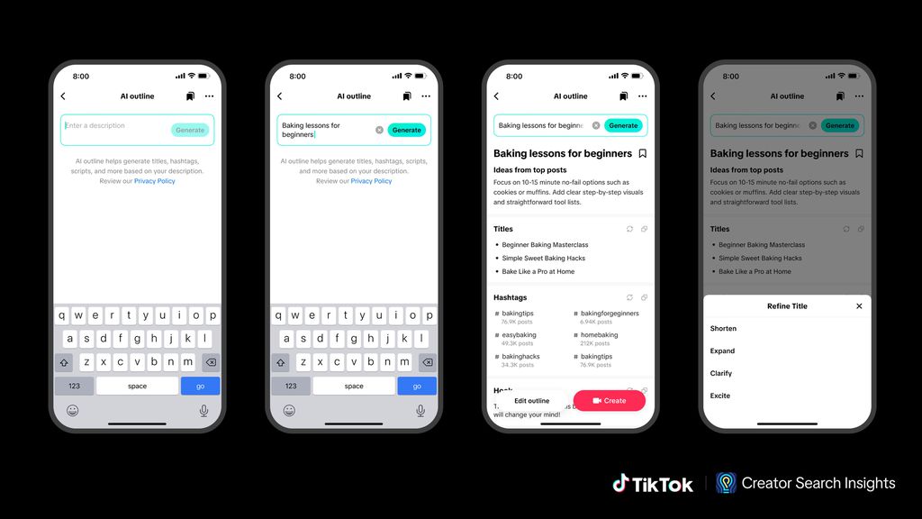 TikTok libera IA que ajuda a planejar vídeo sem depender do ChatGPT e demais IAs (Imagem: Divulgação/TikTok)
