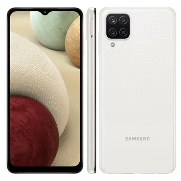 Smartphone Samsung Galaxy A12 Branco 64GB, Tela Infinita de 6.5", Câmera Quádrupla 48MP+5MP+2MP+2MP, Frontal de 8MP, Bateria 5000mAh, 4GB RA