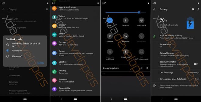 Versão preliminar do Android Q vaza revelando modo escuro como padrão