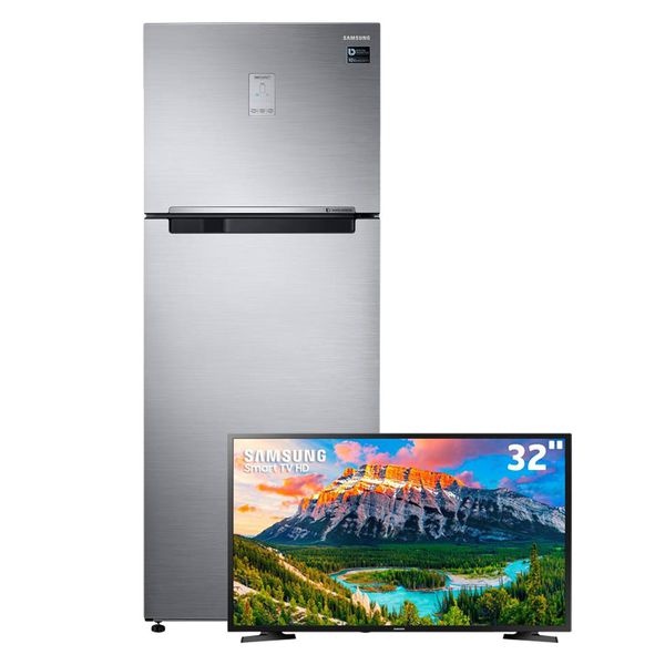 Kit Refrigerador Samsung RT46K6261S8 Frost Free com Twin Cooling Plus Inox 453L + Smart TV LED 32" HD Samsung 32J4290 com HDMI e USB