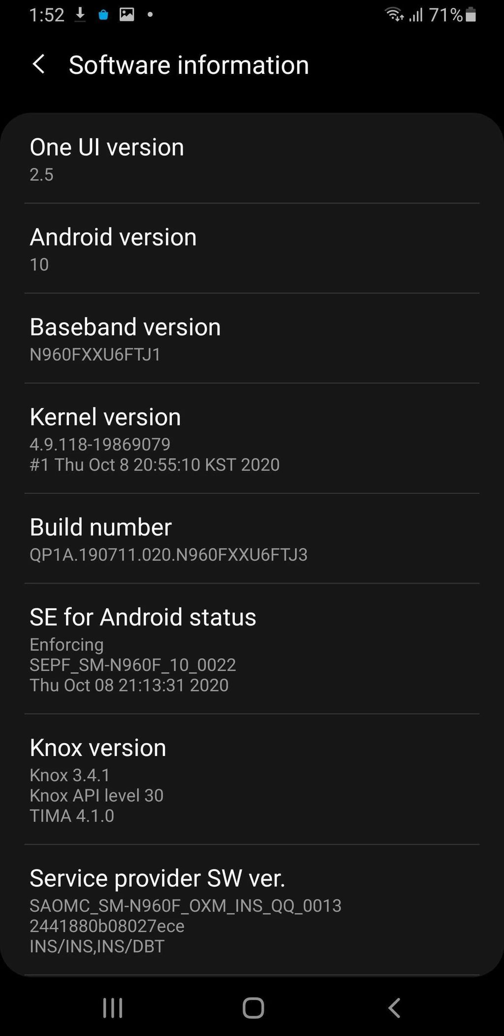 Galaxy Note 9 atualizado para One UI 2.5 (Imagem: Reprodução/SamMobile)