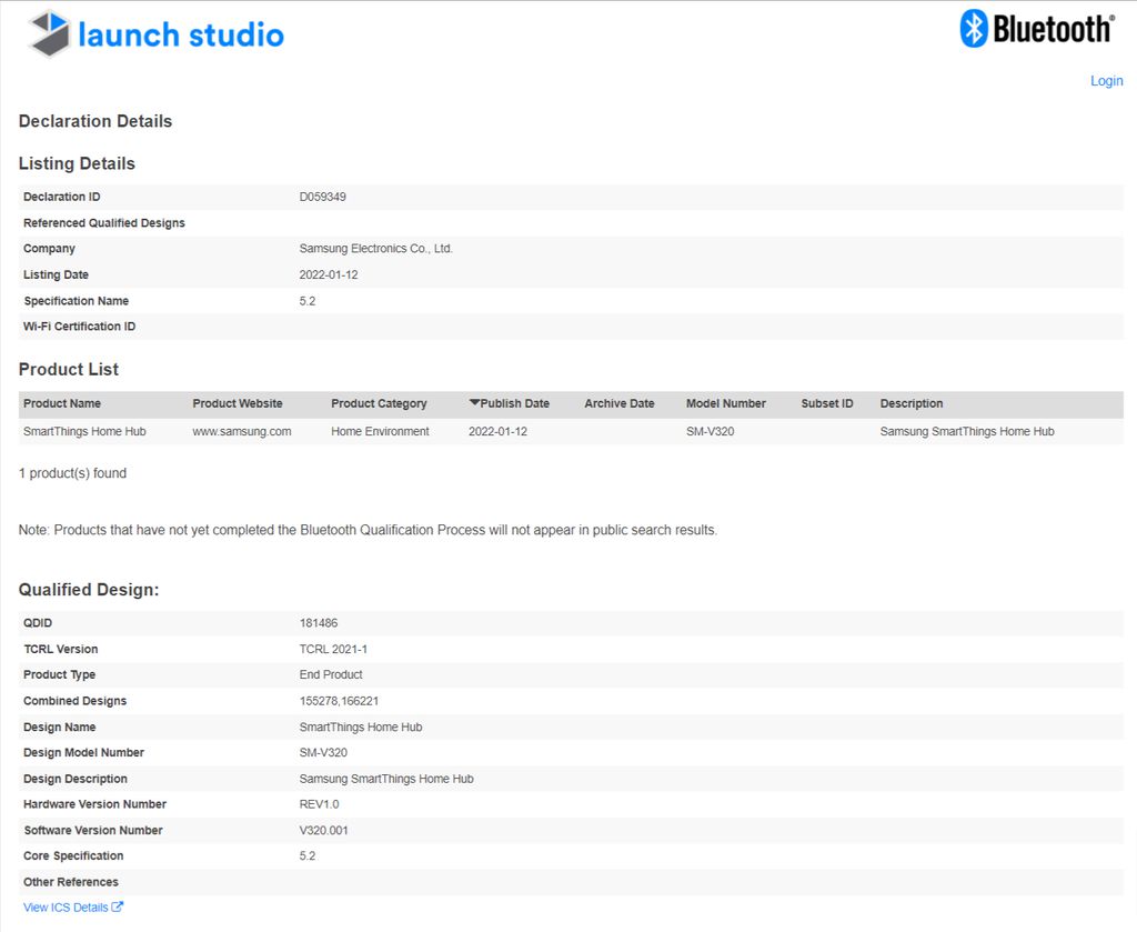 Certificação mostra suporte para Bluetooth 5.2 (Imagem: Captura de tela/Launch Studio)