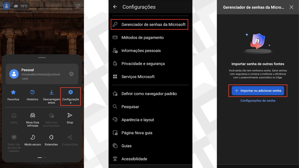 Passos para ativar o preenchimento automático de senhas no Microsoft Edge