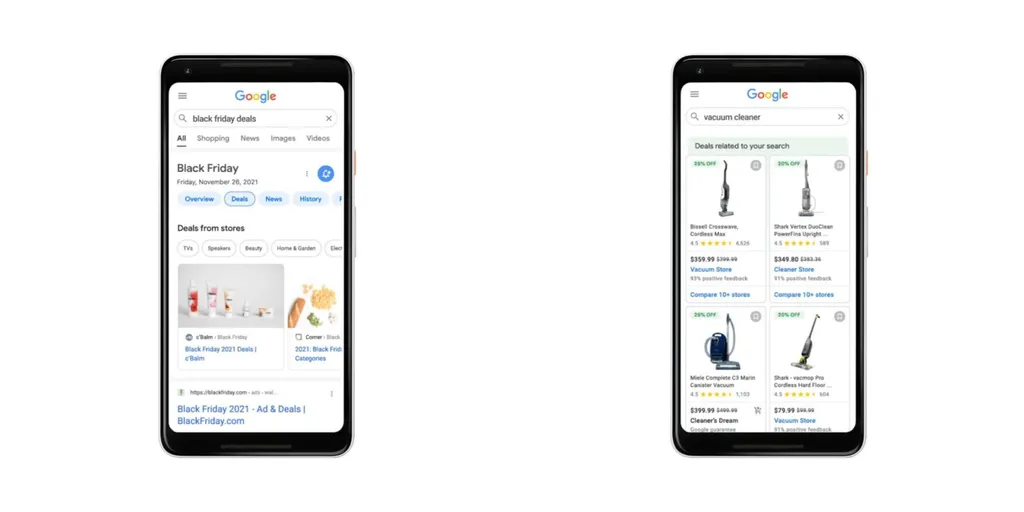 O Google vai além da pesquisa por sites e oferece link para produtos em sites de compra (Imagem: Reprodução/9to5Google)