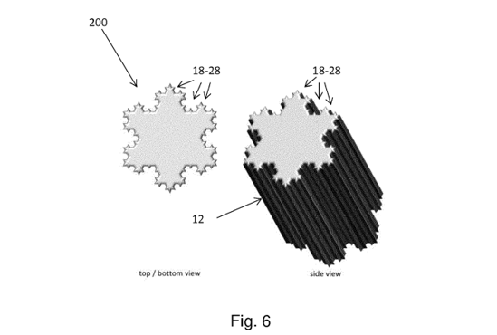 Essa imagem foi extraída da patente e mostra o formato de "floco de neve" da invenção (Imagem: Reprodução/Patent Journal South Africa)
