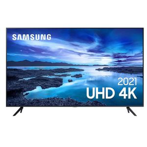 Smart TV Samsung 75 Polegadas UHD 4K, 3 HDMI, 1 USB, Processador Crystal 4K, Tela sem limites, Visual Livre de Cabos, Alexa - UN75AU7700GXZD