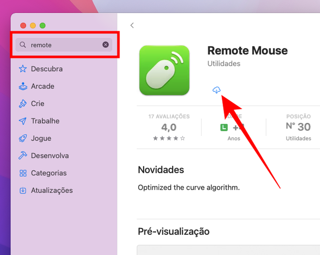 Baixe o app Remote Mouse em seu Mac. Captura de tela: Lucas Wetten (Canaltech)