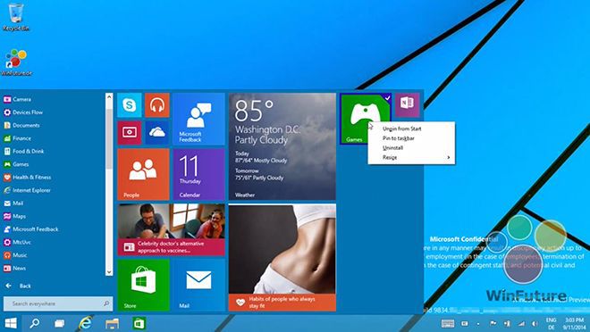 Além de Windows 9, sistema operacional da Microsoft também foi chamado internamente de Windows 365, Windows One e Windows X; mais tarde, empresa seguiu como Windows 10 (Imagem: Reprodução/WinFuture)