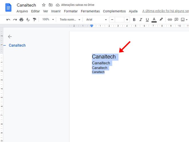 Abra um documento do Google e selecione um trecho que queira limpar a formatação (Captura de tela: Matheus Bigogno)