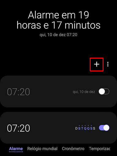 Adicione um alarme (Imagem: André Magalhães/Captura de tela)
