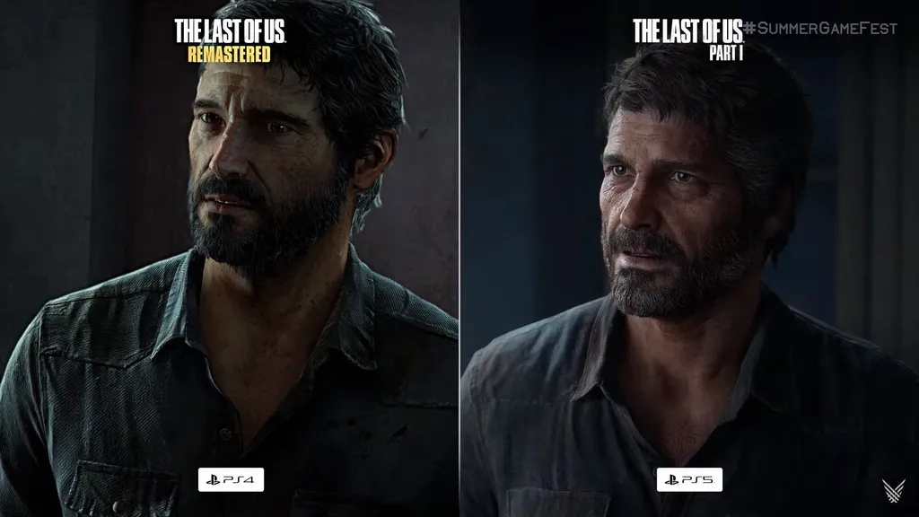 Confira como Joel está diferente no rebuilt para PS5. (Imagem: Reprodução/Summer Game Fest 2022)