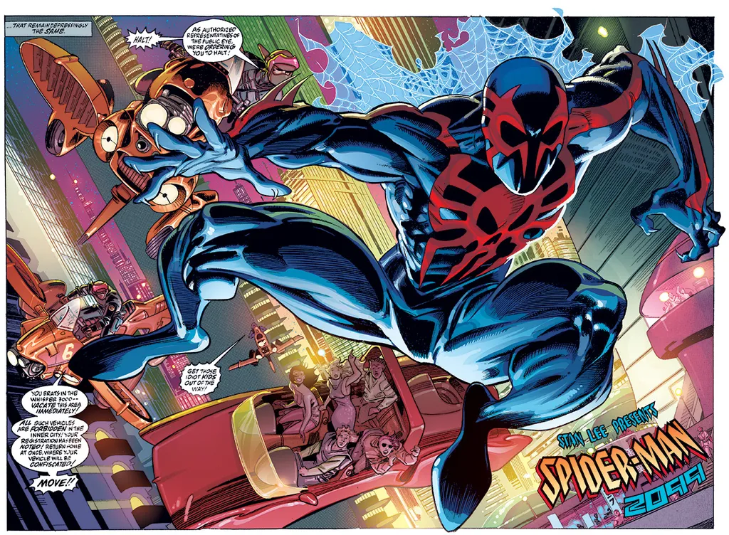 Homem-Aranha 2099 iniciou um novo universo na Marvel nos anos 1990 (Imagem: Reprodução/Marvel Comics)