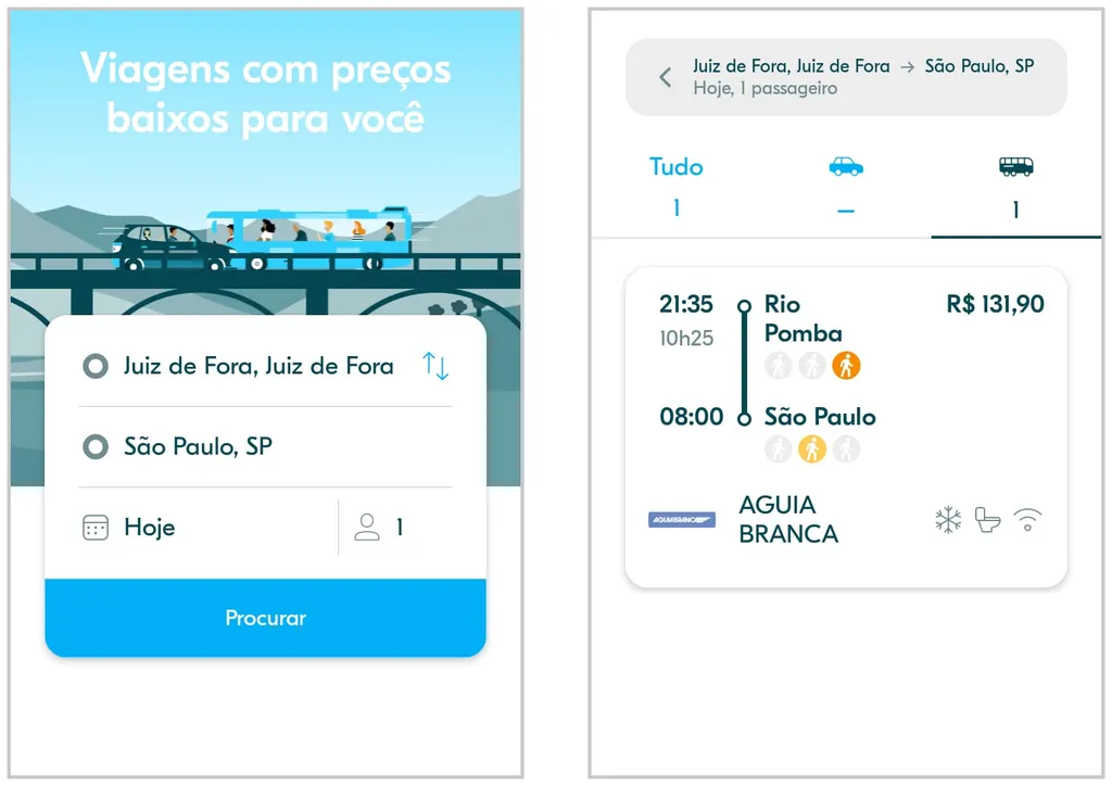 BlaBlaCar oferece caronas e viagens de ônibus (Captura de tela: Matheus Bigogno)