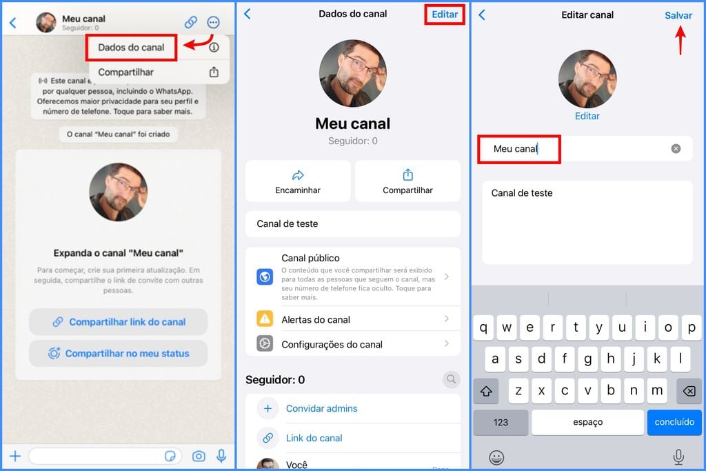 Como alterar o nome de um canal no WhatsApp para iOS (Imagem: Captura de tela/Guilherme Haas/Canaltech)